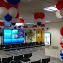 ballonen decoratie bedrijven Cisco Amsterdam pilaren en ballon toefjes tegen plafond
