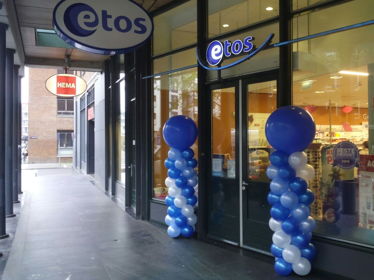 ballon pilaren Etos Amsterdam winkel opening