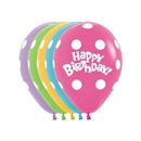 happy birthday ballon met polka stippen gemengd